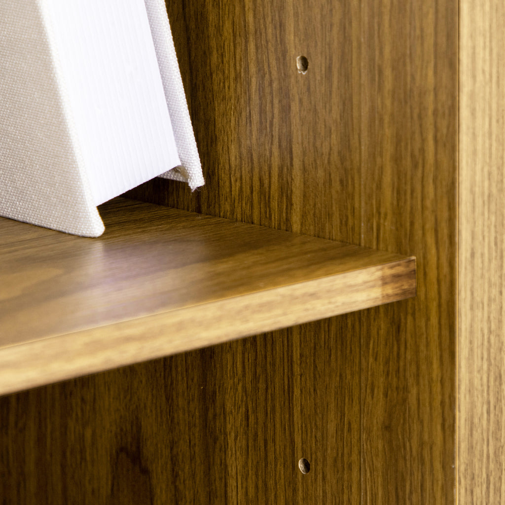 Leoglint Bookcase with Cabinet and Open Shelves, Tall Bookshelf, Walnut