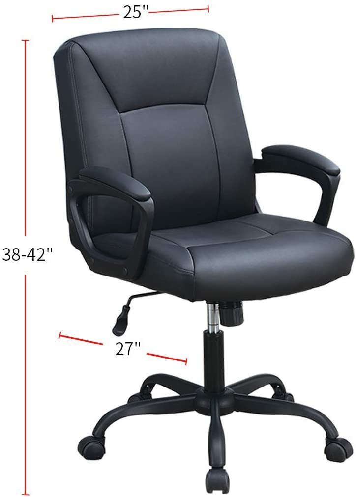 Leoglint Relax Cushioned Office Chair 1pc Black Upholstered Seat back Adjustable Chair Comfort