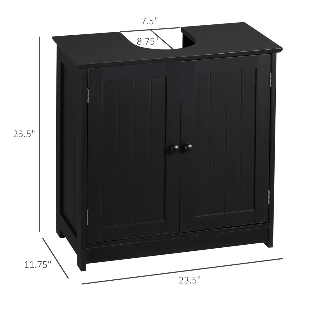 Leoglint Under Sink Bathroom Cabinet with 2 Doors and Shelf, Pedestal Sink Bathroom Vanity Cabinet, Black