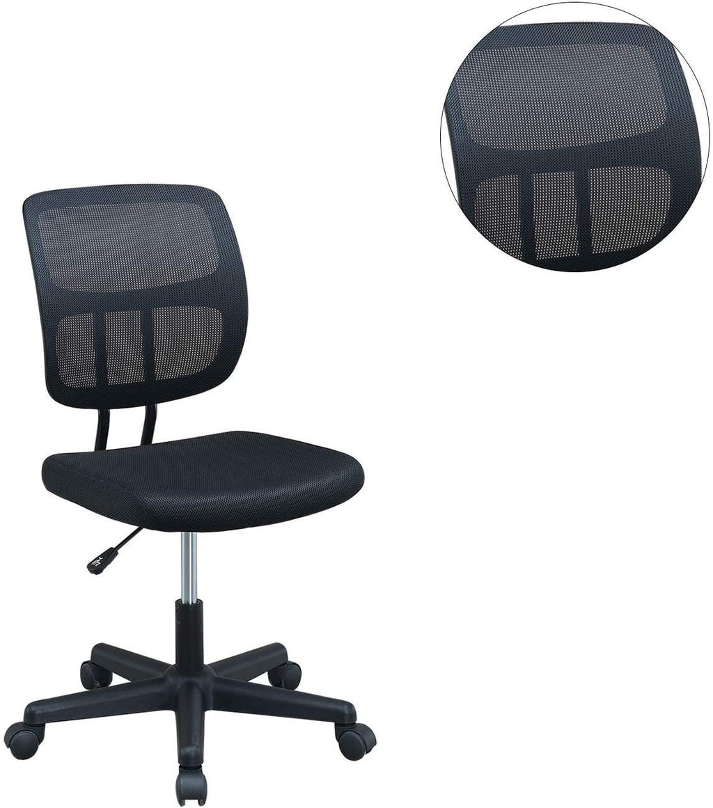 Leoglint Elegant Design 1pc Office Chair Black Mesh Desk Chairs wheels Breathable Material Seats