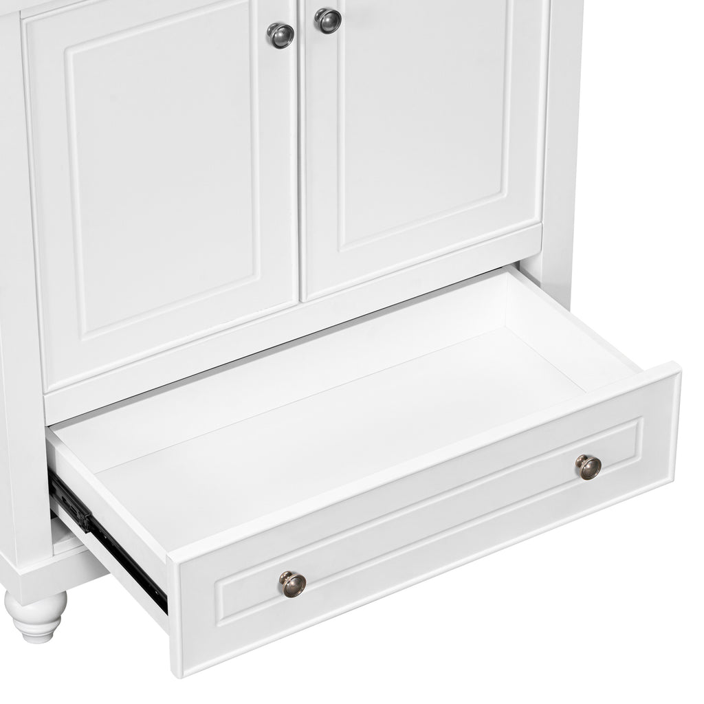 Leoglint 30" Bathroom Vanity without Sink, Base Only, Cabinet with Doors and Drawer, Solid Frame and MDF Board, White