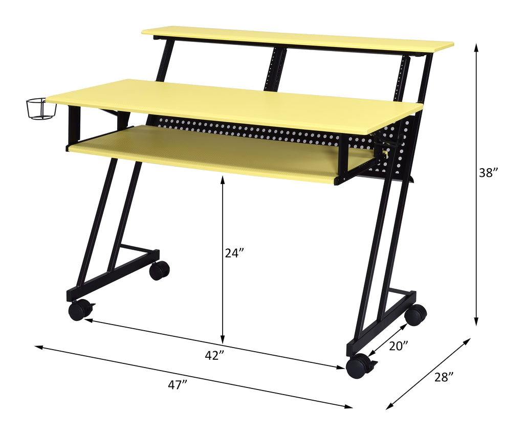 Leoglint ACME Suitor Computer Office Desk, Yellow & Black 92904