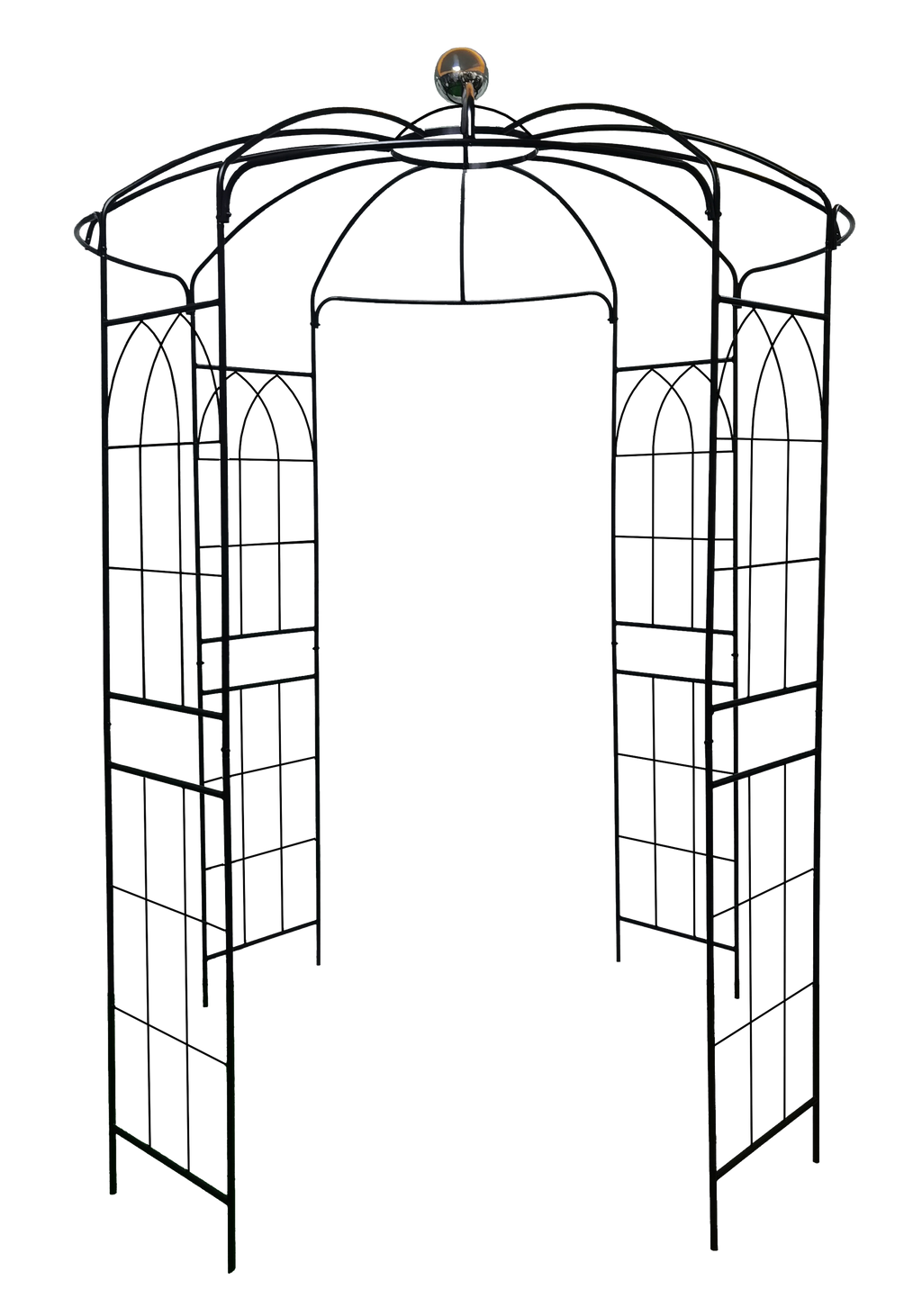 Leoglint Metal Garden Trellis Iron Garden Arbors Gazebo Dia81.3'' x 114.2'' High Birdcage Shape Pergola Pavilion for Wedding CeremonyOutdoor Black