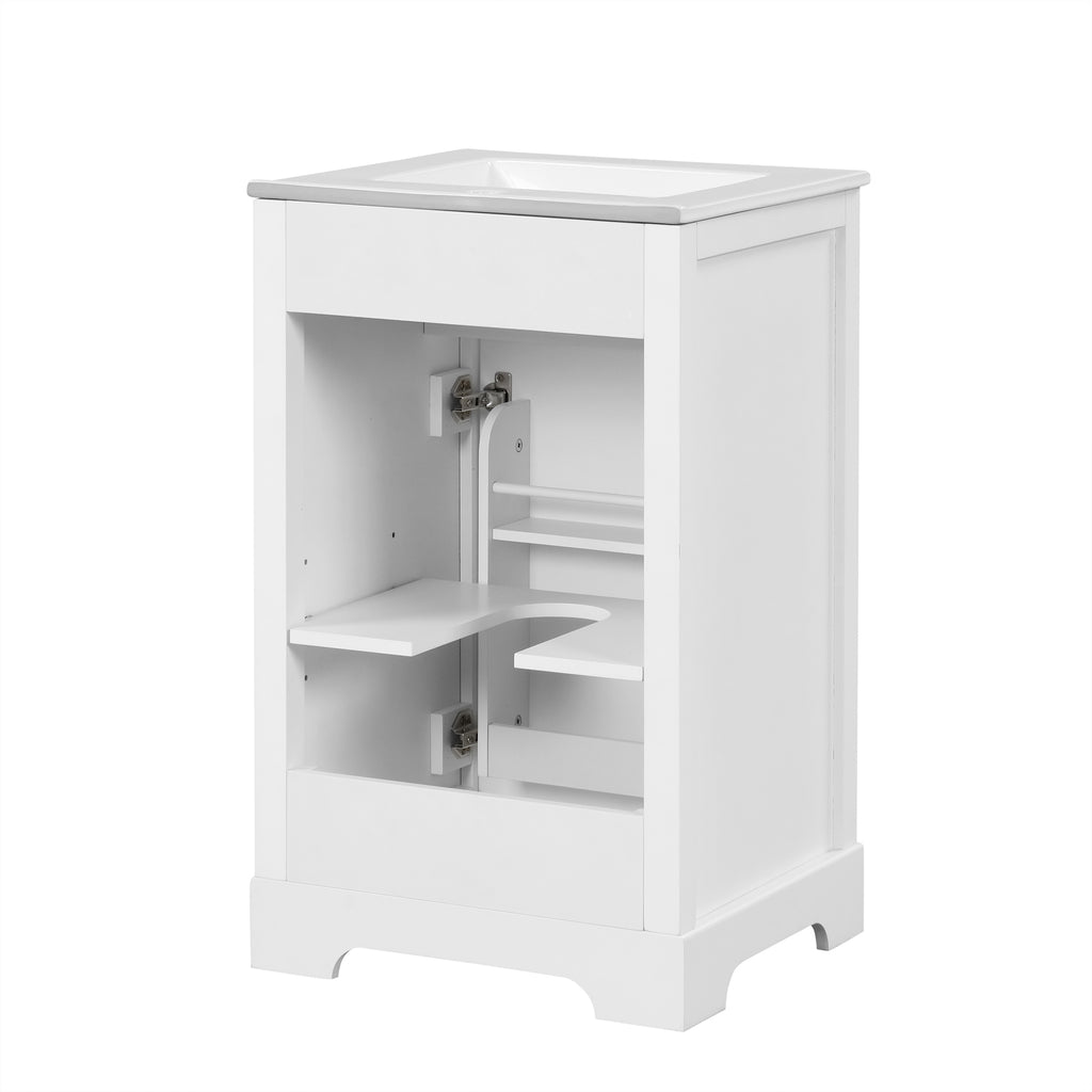 Leoglint 20" Bathroom Vanity with Sink, Bathroom Cabinet with Soft Closing Door, Storage Rack and Adjustable Shelve, White