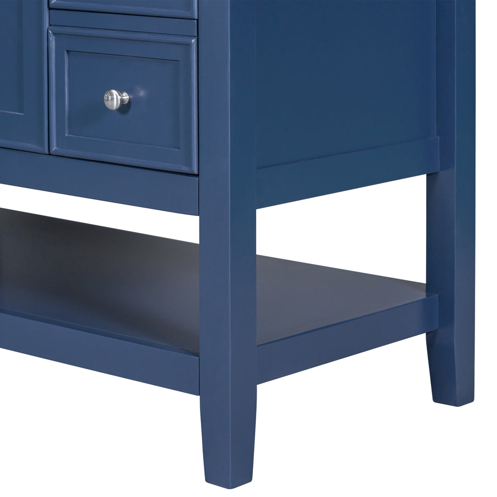 Leoglint 36" Bathroom Vanity without Sink, Cabinet Base Only, One Cabinet and three Drawers, Blue