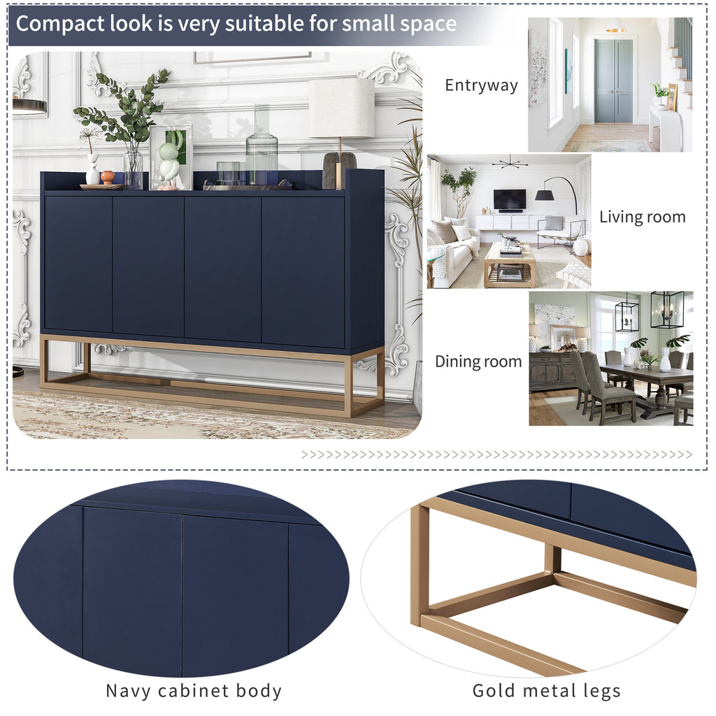 Leoglint TREXM Modern Sideboard Elegant Buffet Cabinet with Large Storage Space for Dining Room, Entryway (Navy)