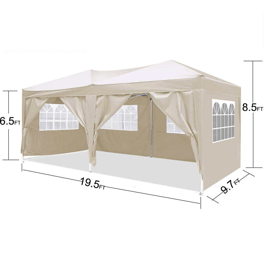 Leoglint  Outdoor Umbrella 10'x20' EZ Pop Up Canopy Outdoor Portable Party Folding Tent with 6 Removable Sidewalls + Carry Bag + 4pcs Weight Bag