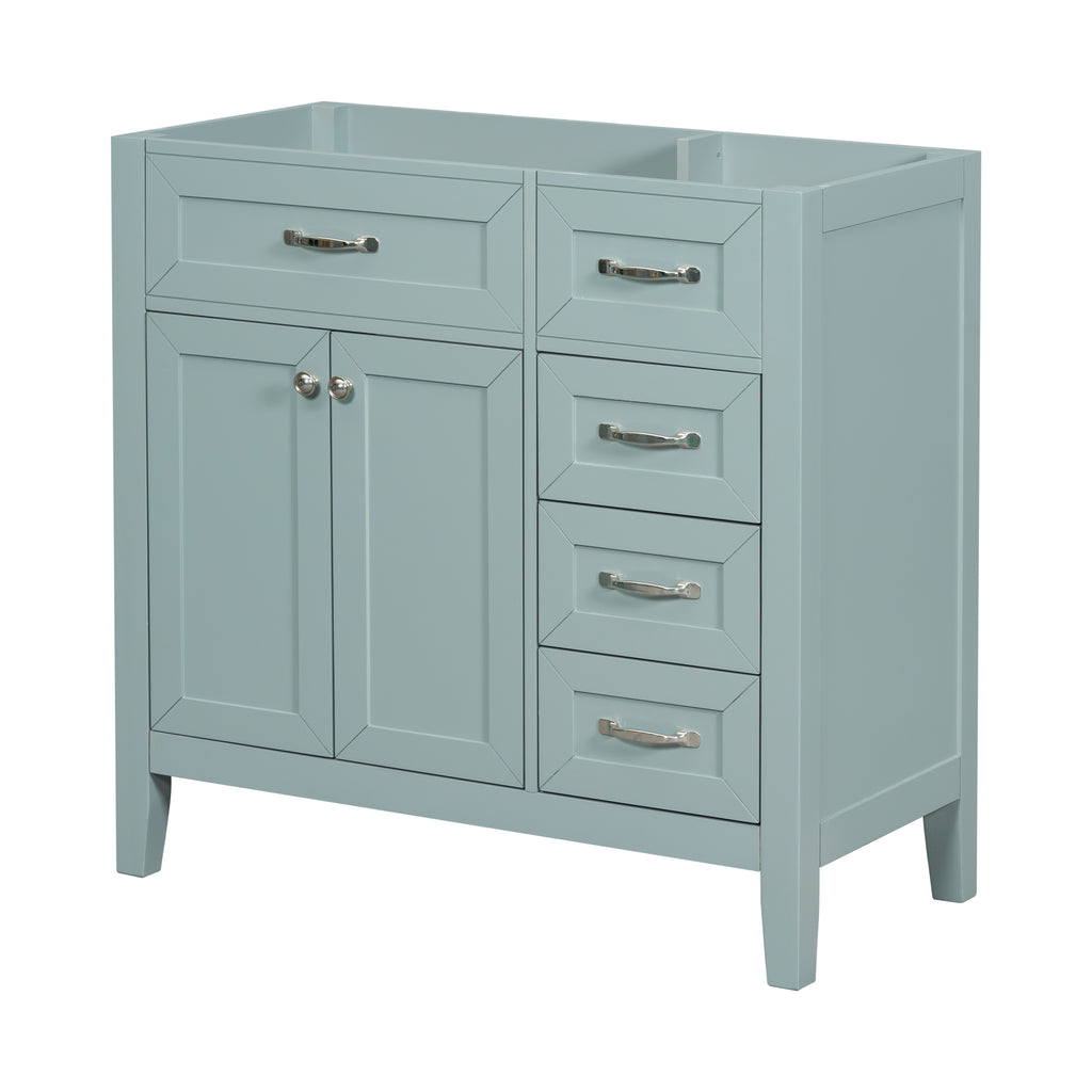 Leoglint 36" Bathroom Vanity without Sink, Cabinet Base Only, Bathroom Cabinet with Drawers, Solid Frame and MDF Board, Green