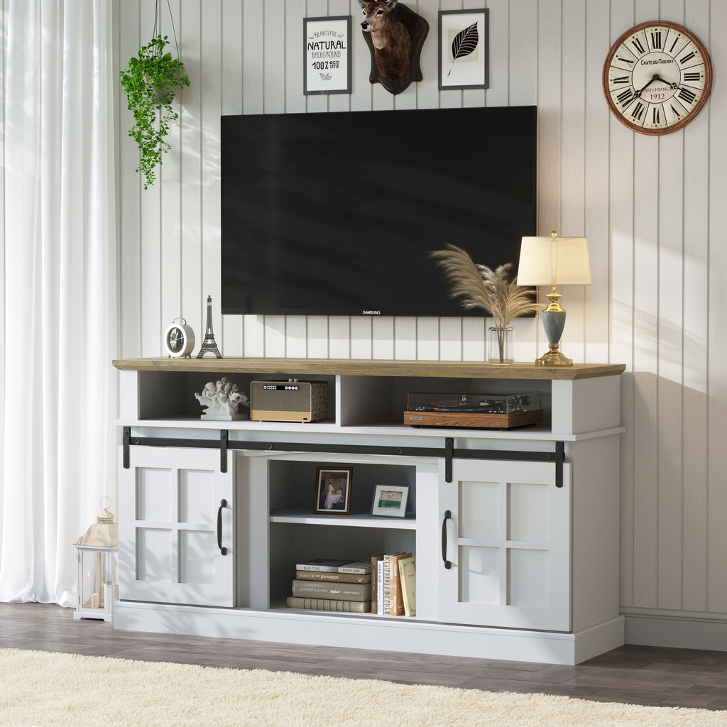 Leoglint 58 Inch TV Stand with Storage Cabinet and Shelves, TV Console Table Entertainment Center for Living Room,Bedroom