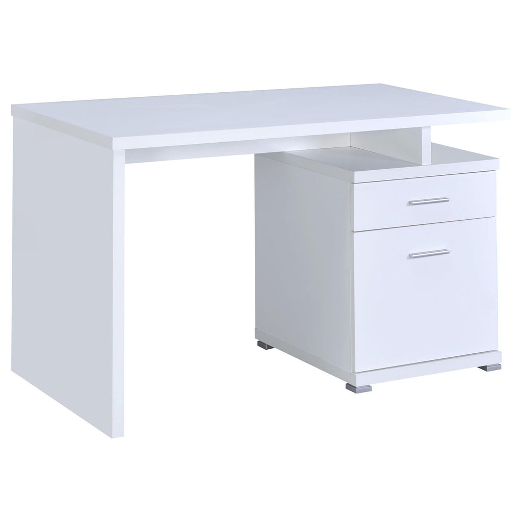 Leoglint White 2-Drawer Reversible Office Desk