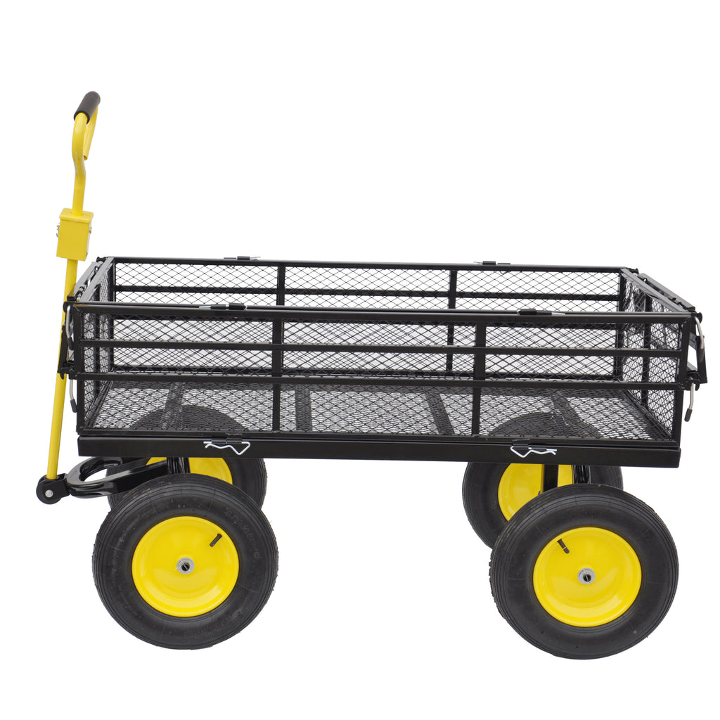 Leoglint Big Wagon Cart Garden cart trucks make it easier to transport firewood Yellow+BlackB