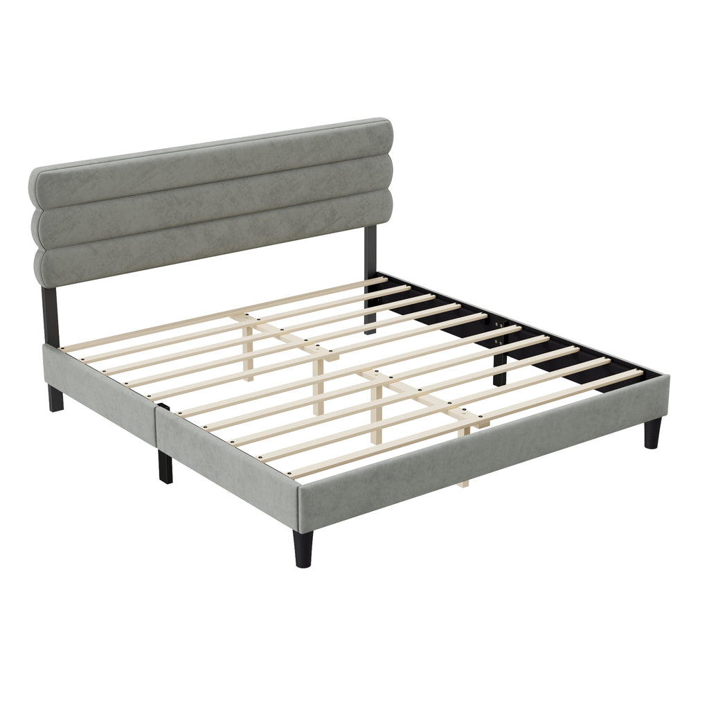 Leoglint King Bed Frame with Headboard,Sturdy Platform Bed with Wooden Slats Support,No Box Spring,Mattress Foundation,Easy Assembly