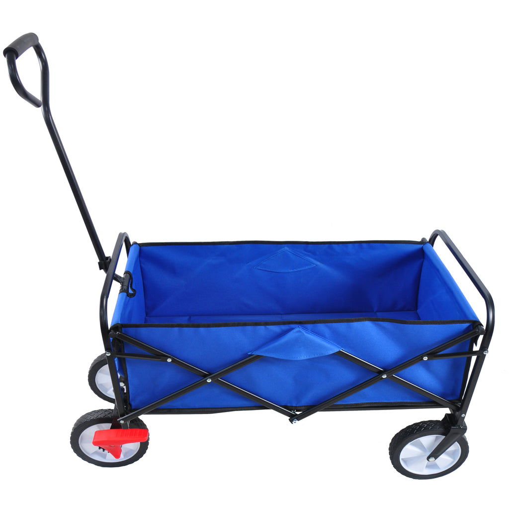 Leoglint Garden cart Folding Wagon Garden Shopping Beach Cart (blue)