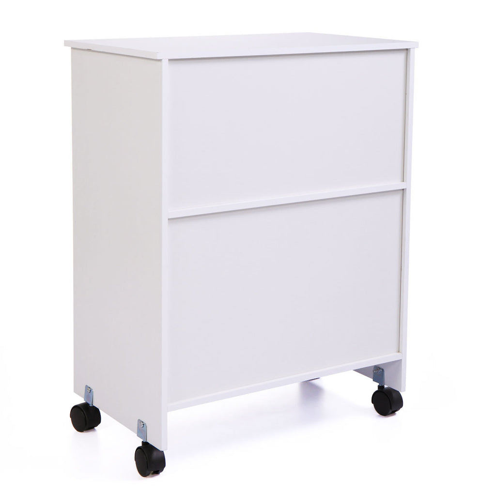 Leoglint Sideboard Wood Kitchen Microwave Cabinet Cart with 4 Universal Wheels and Roomy Inner Space for Home Use, White