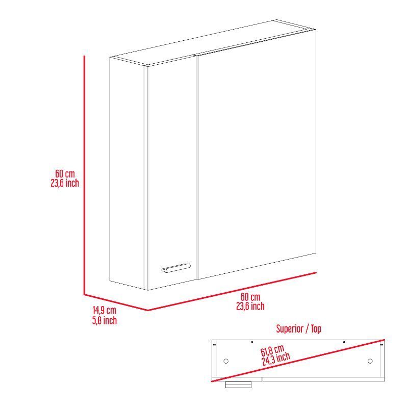 Leoglint Sines Medicine Cabinet, Four Internal Shelves, Double Door -Light Gray