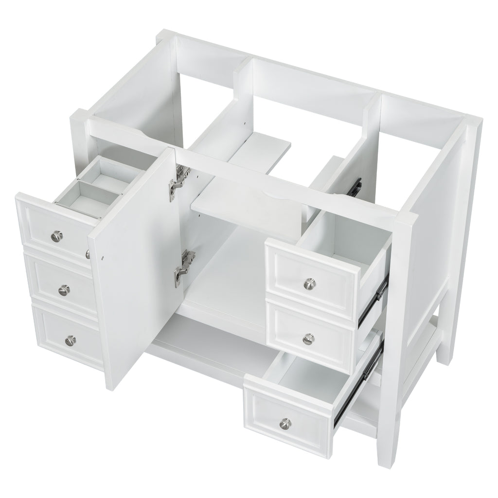 Leoglint 36" Bathroom Vanity without Sink, Cabinet Base Only, One Cabinet and three Drawers, White