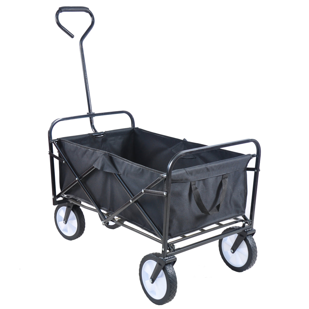 Leoglint Garden cart Folding Wagon Garden Shopping Beach Cart (Black)