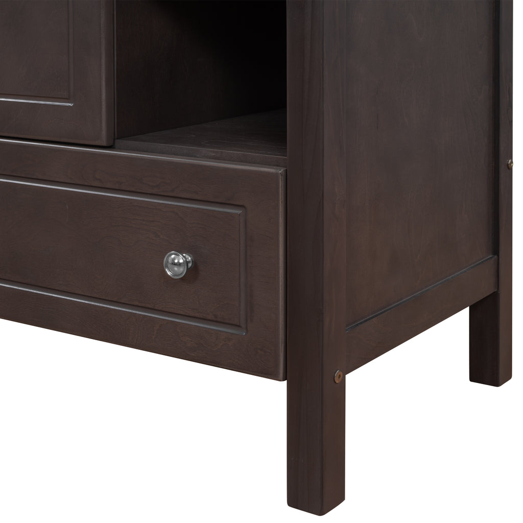 Leoglint 30" Bathroom Vanity Base Only, Solid Wood Frame, Bathroom Storage Cabinet with Doors and Drawers, Brown