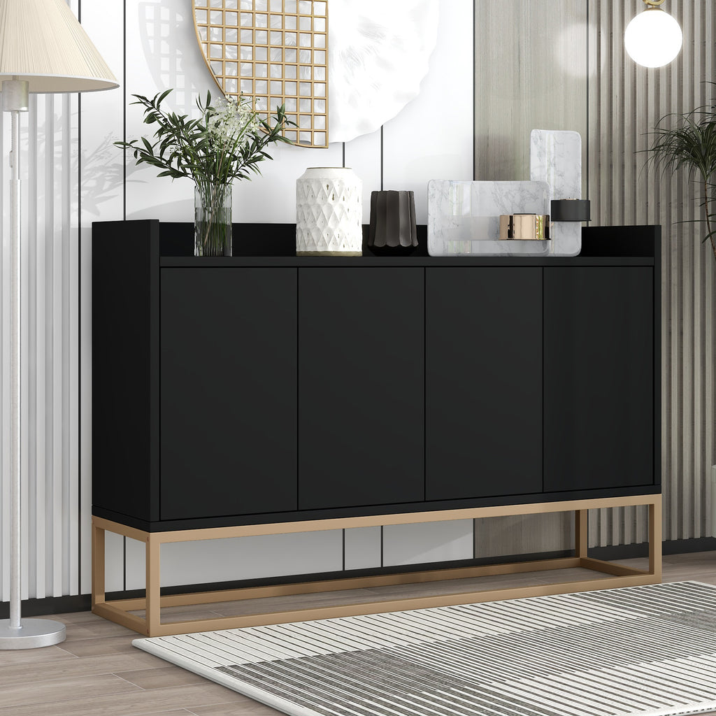 Leoglint TREXM Modern Sideboard Elegant Buffet Cabinet with Large Storage Space for Dining Room, Entryway (Black)