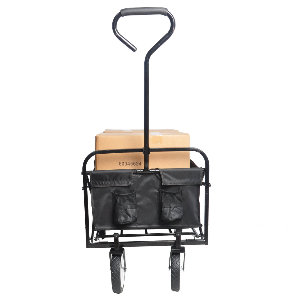 Leoglint Garden cart Folding Wagon Garden Shopping Beach Cart (Black)