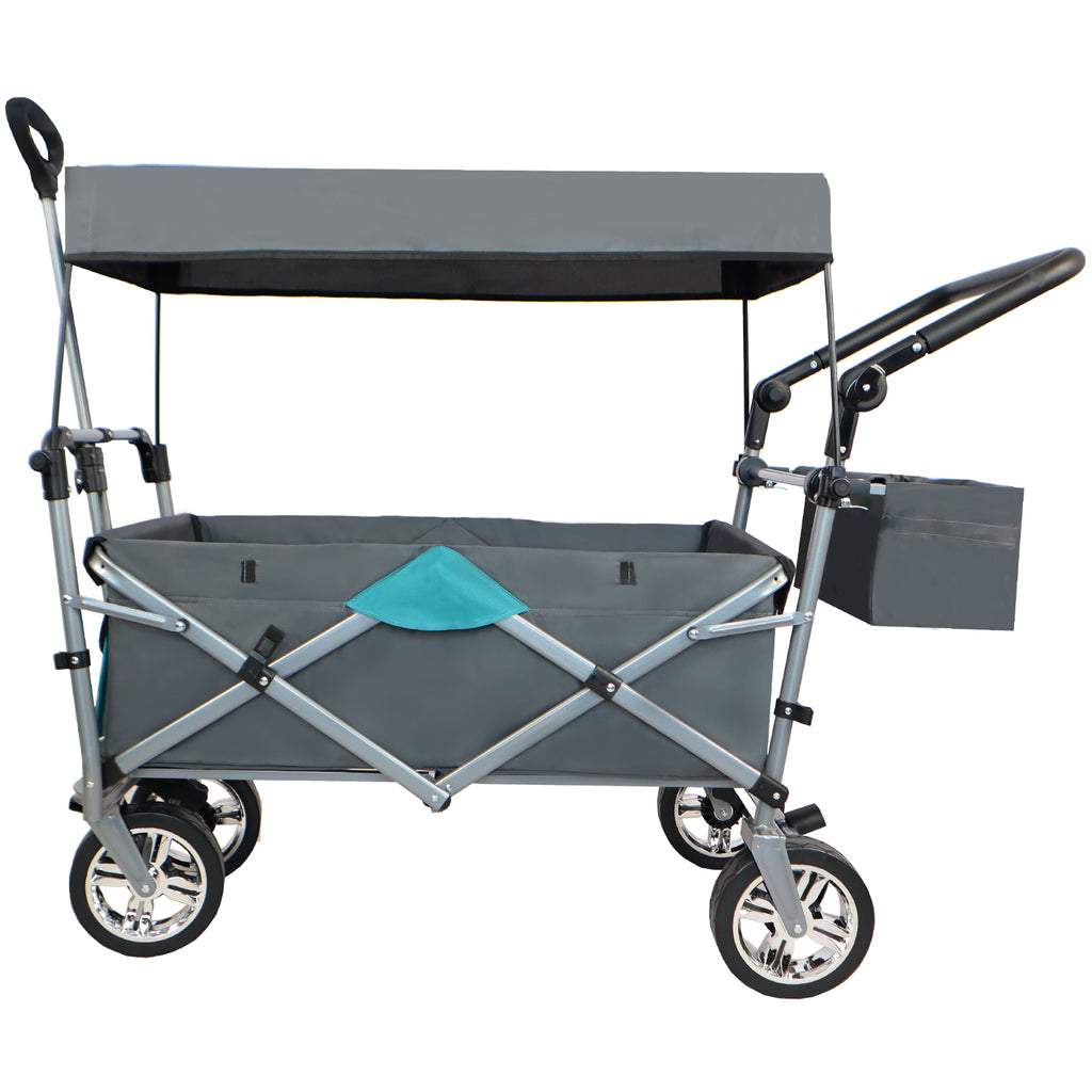 Leoglint Garden cart Push & Pull Utility Folding Wagon with Removable Canopy