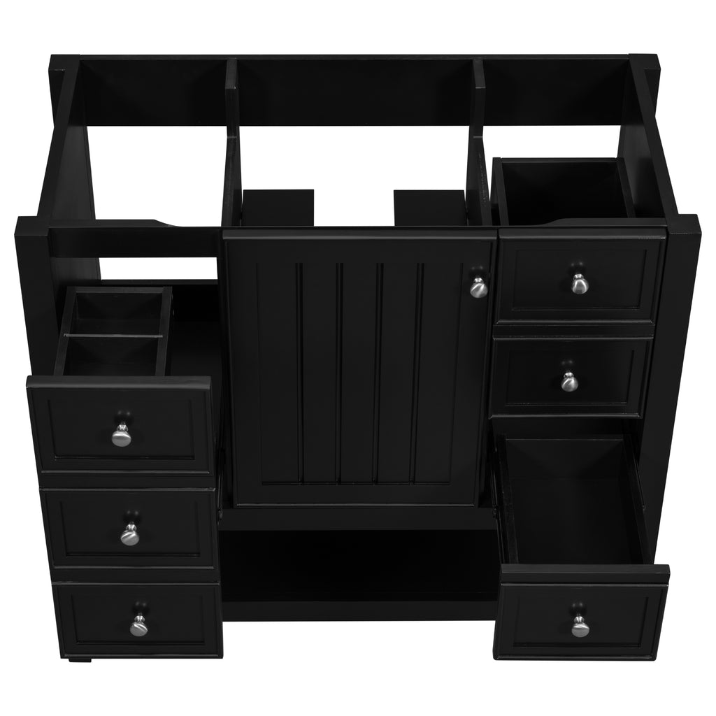 Leoglint 36" Bathroom Vanity without Sink, Cabinet Base Only, One Cabinet and three Drawers, Black