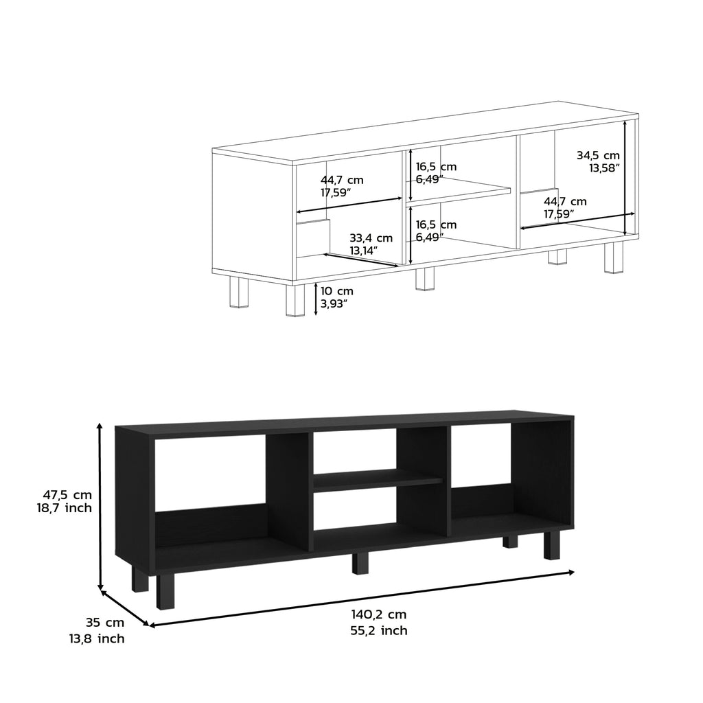 Leoglint Carter 2 Piece Living Room Set, Streamlined with TV Stand and Coffee Table, Black