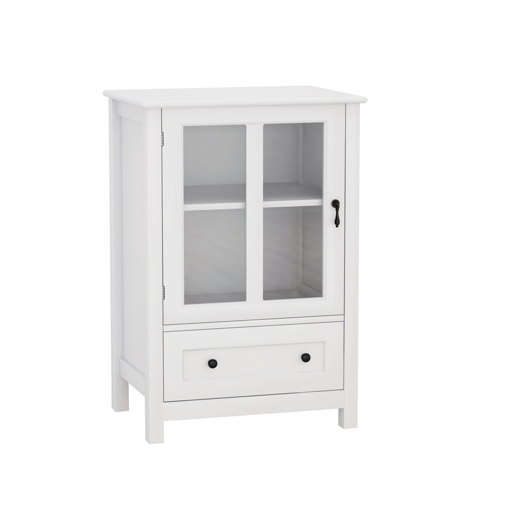 Leoglint Sideboard Buffet storage cabinet with single glass doors and unique bell handle