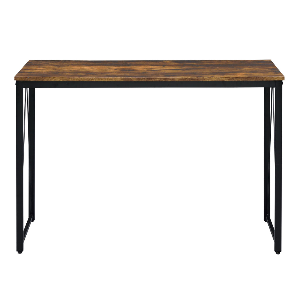 Leoglint Weathered Oak and Black 47.5" Writing Office Desk with Metal Sled Base