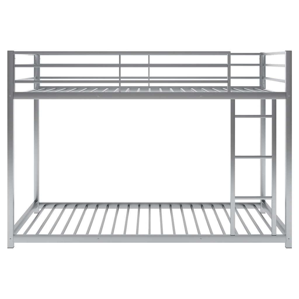 Leoglint Twin over Twin Metal Bunk Bed Frame, Low Bunk Bed with Ladder,Silver(OLD SKU:WF282465AAN)