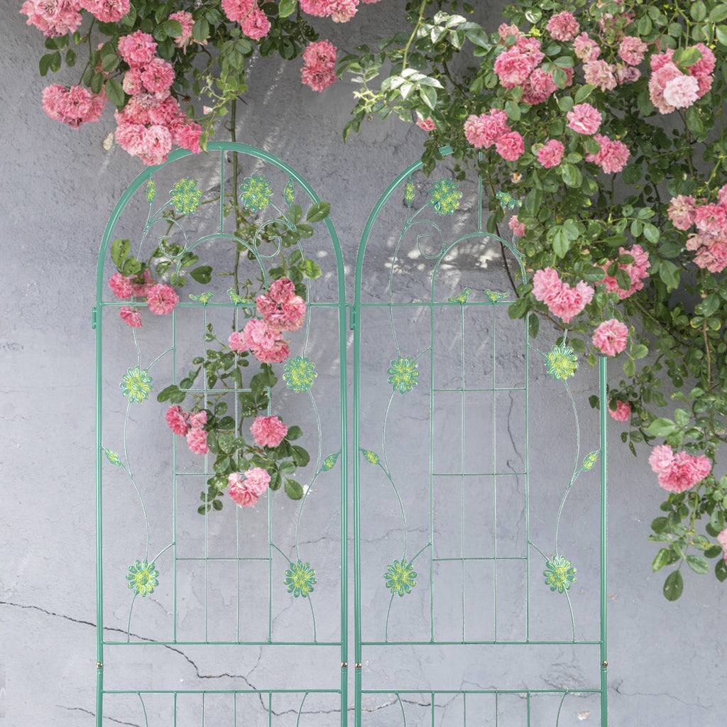 Leoglint 2 Pack Metal Garden Trellis 71" x 19.7" Rustproof Trellis for Climbing Plants Outdoor Flower Support Green