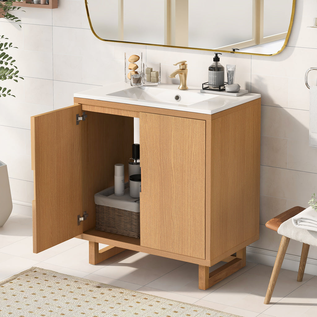 Leoglint 30" Bathroom vanity Set with Sink, Combo Cabinet, Bathroom Storage Cabinet, Solid Wood Frame