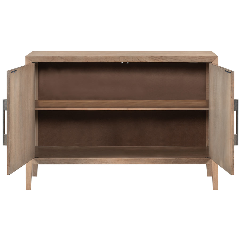 Leoglint U-Style Storage Cabinet Sideboard Wooden Cabinet with 2 Metal handles and 2 Doors for Hallway, Entryway, Living Room