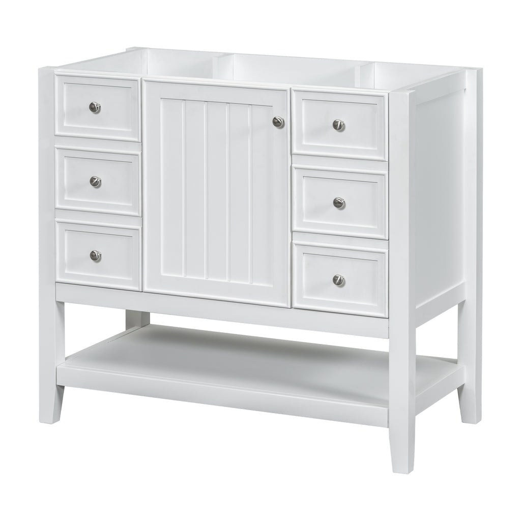 Leoglint 36" Bathroom Vanity without Sink, Cabinet Base Only, One Cabinet and three Drawers, White