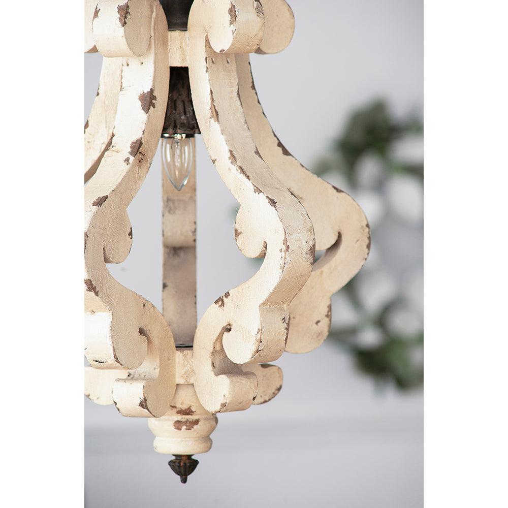 Leoglint Pendant Farmhouse Chandeliar, Distressed White Pendant French Country Wood Chandelier for Living Room Foyer, Bulb Not Included