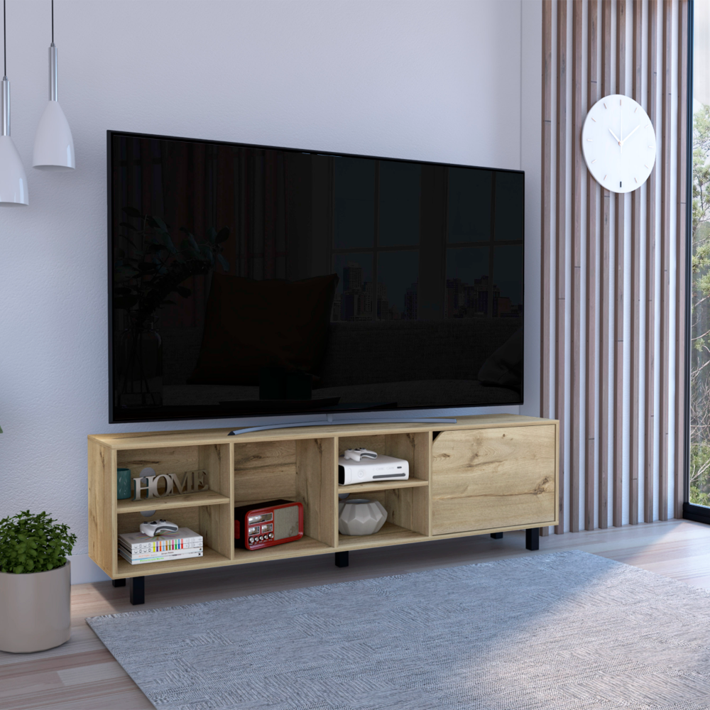 Leoglint Conquest Tv Stand for TV´s up 70", Four Open Shelves, Five Legs, Light Oak