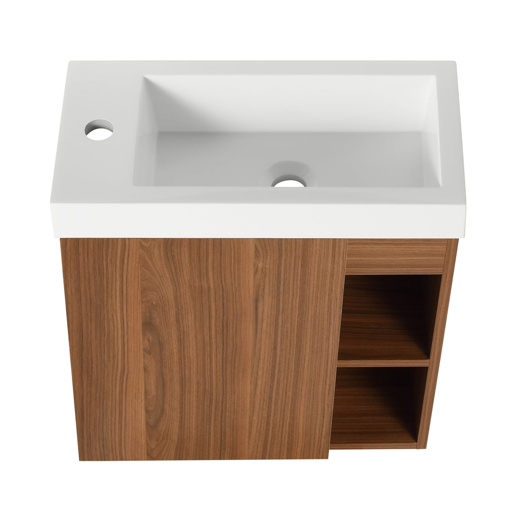 Leoglint 20'' Floating Wall-Mounted Bathroom Vanity with White Resin Sink & Soft-Close Cabinet Door