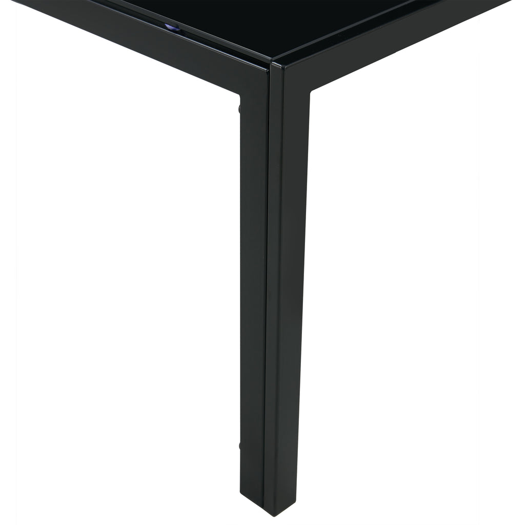 Leoglint Coffee Table Set of 2, Square Modern Table with Tempered Glass Finish for Living Room,Black