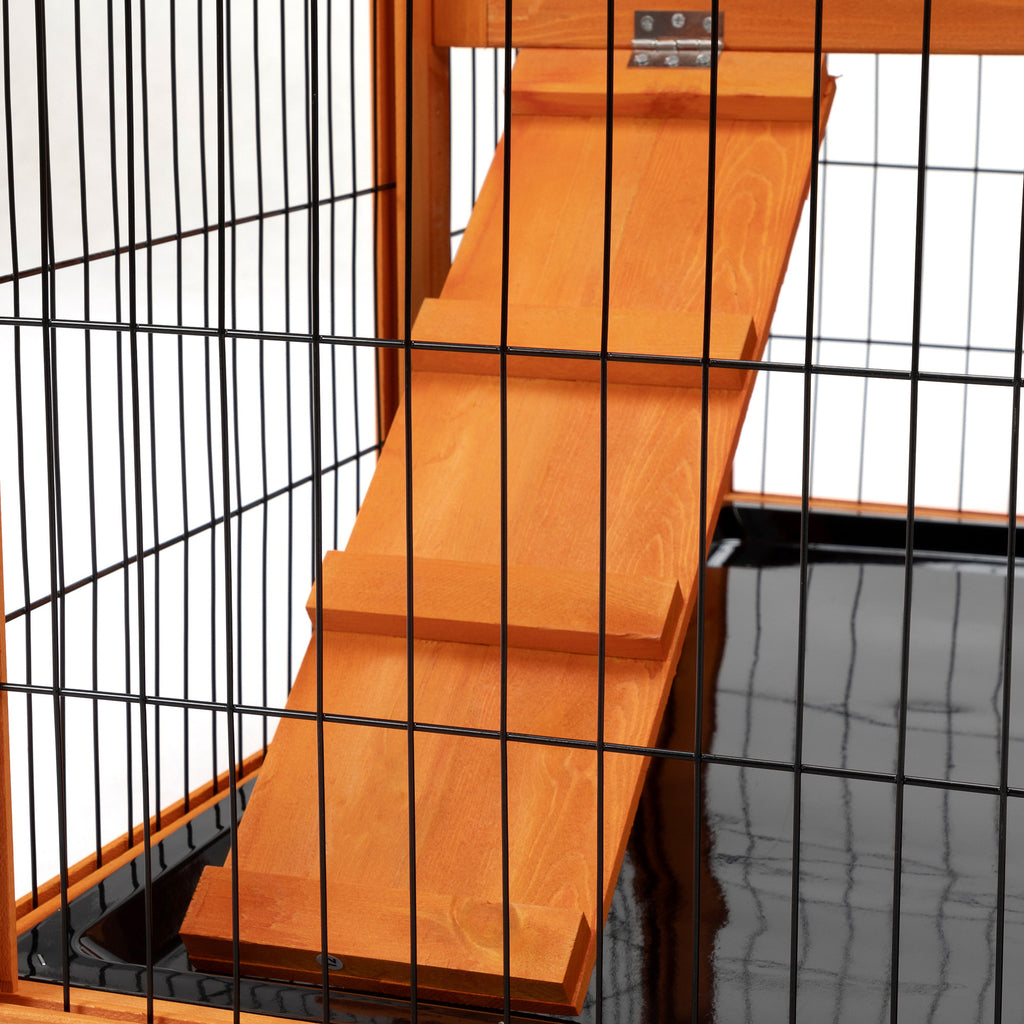 Leoglint Detachable Rabbit Hutch with Removable Tray and Rolling Casters, Orange