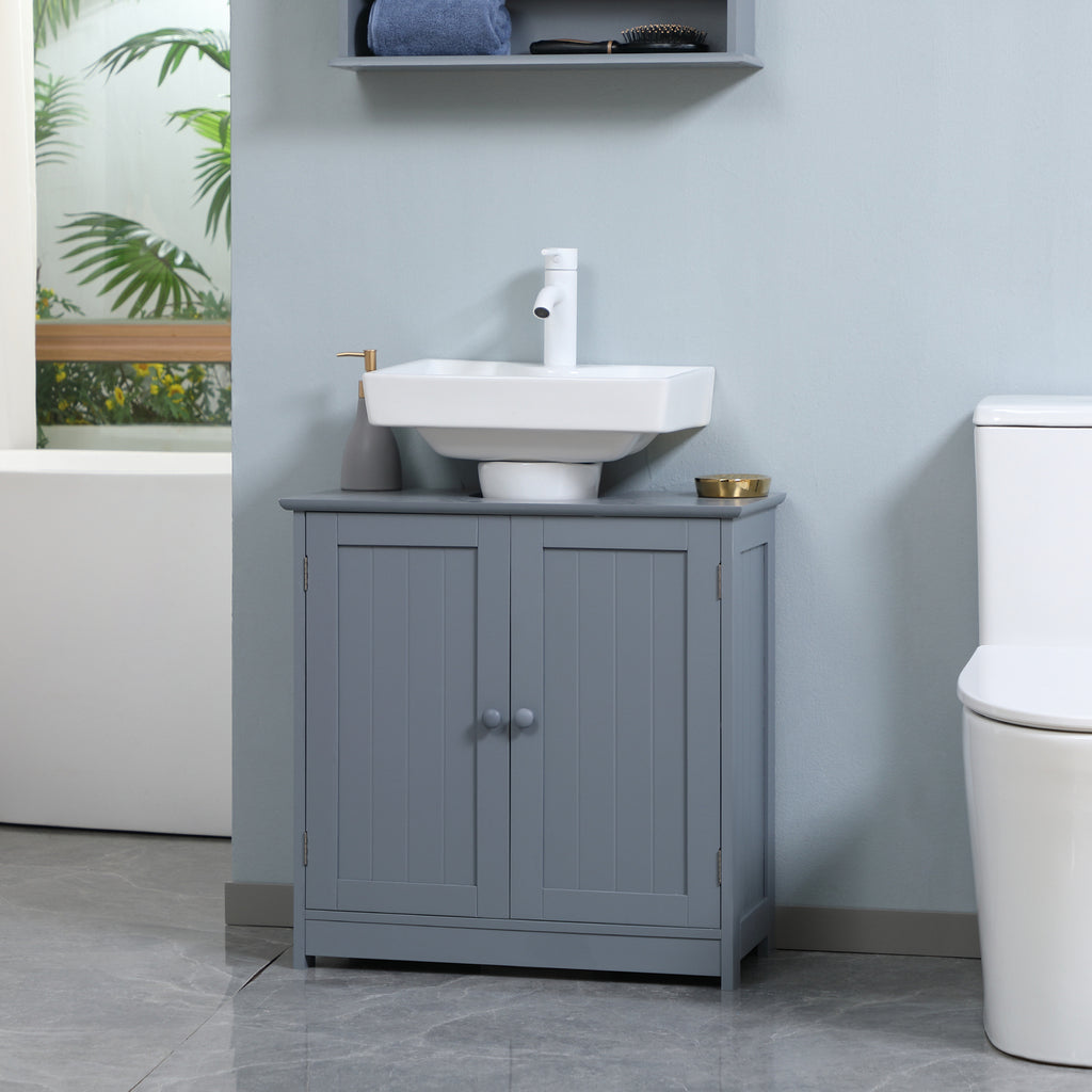 Leoglint Under Sink Bathroom Cabinet with 2 Doors and Shelf, Pedestal Sink Bathroom Vanity Cabinet, Gray