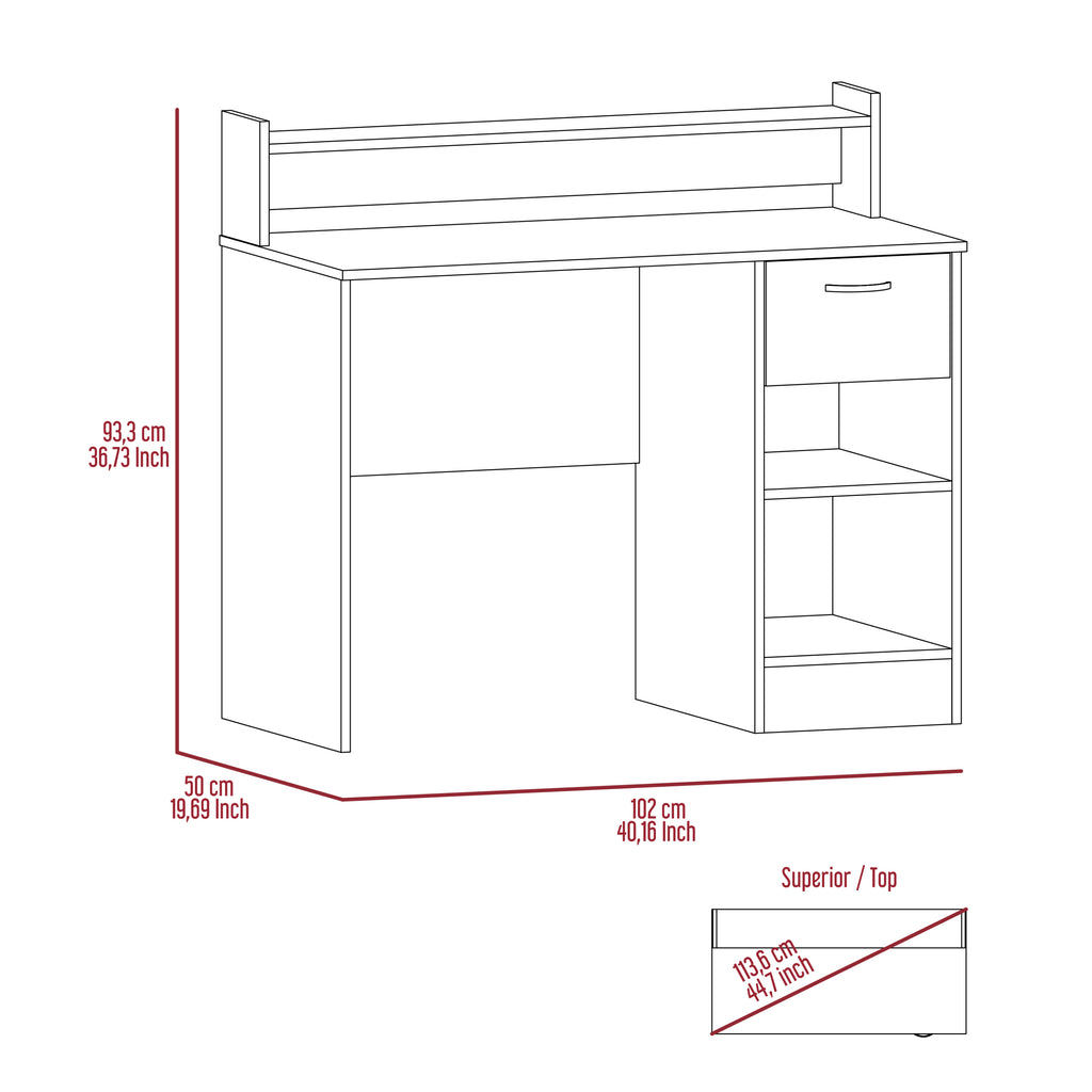 Leoglint Charlotte Computer Office Desk with 2 Storage Shelves and Drawer