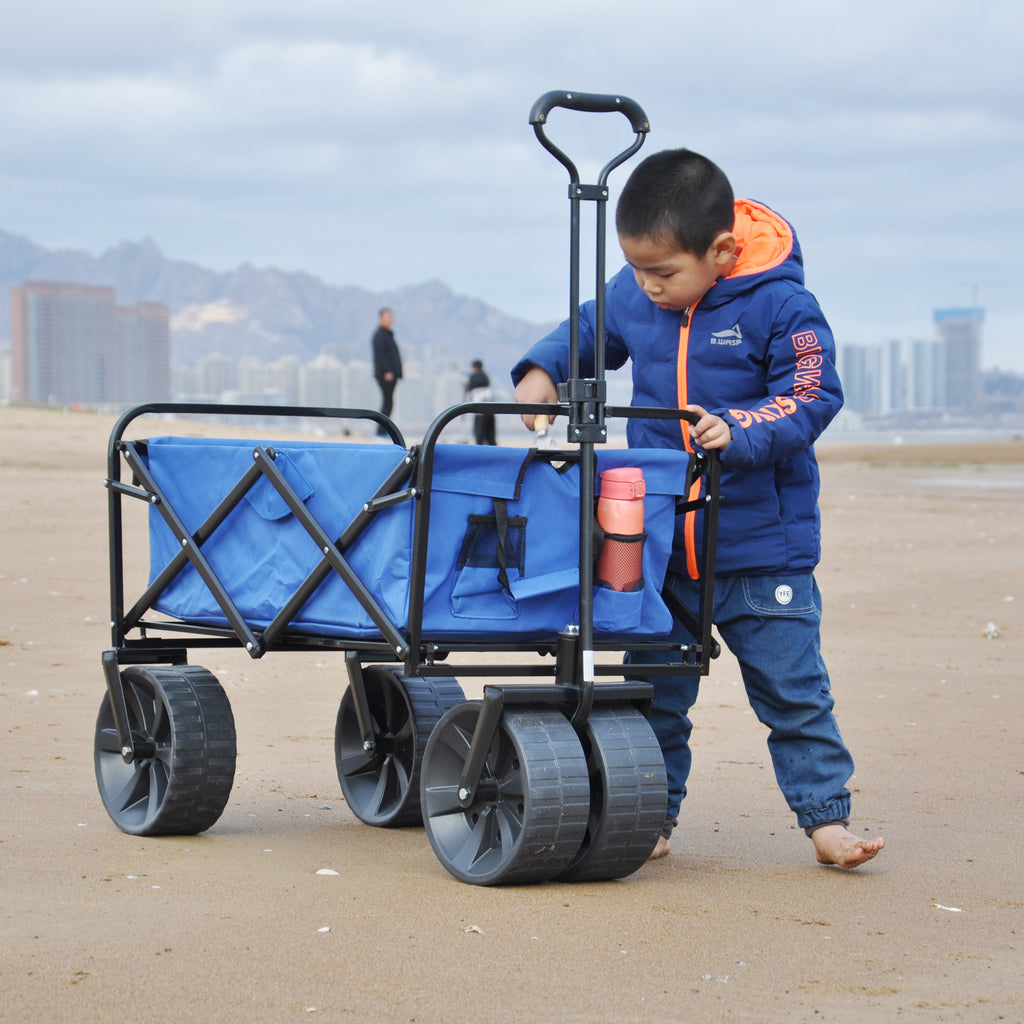 Leoglint Garden cart Folding Wagon Garden Shopping Beach Cart (Blue)