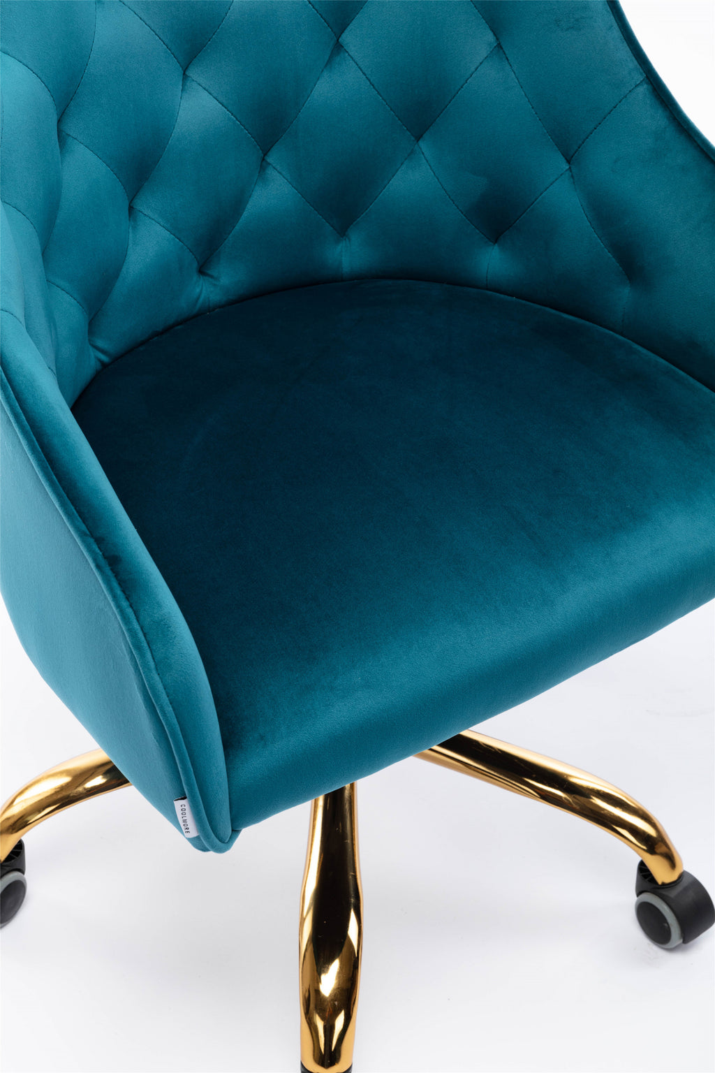 Leoglint COOLMORE Velvet Home Office Chair, Modern Cute Computer Chair, Wheels Swivel Height Adjustable Swivel Task Chair for Home Office (Teal Velvet)