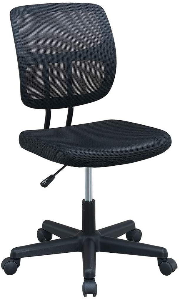 Leoglint Elegant Design 1pc Office Chair Black Mesh Desk Chairs wheels Breathable Material Seats