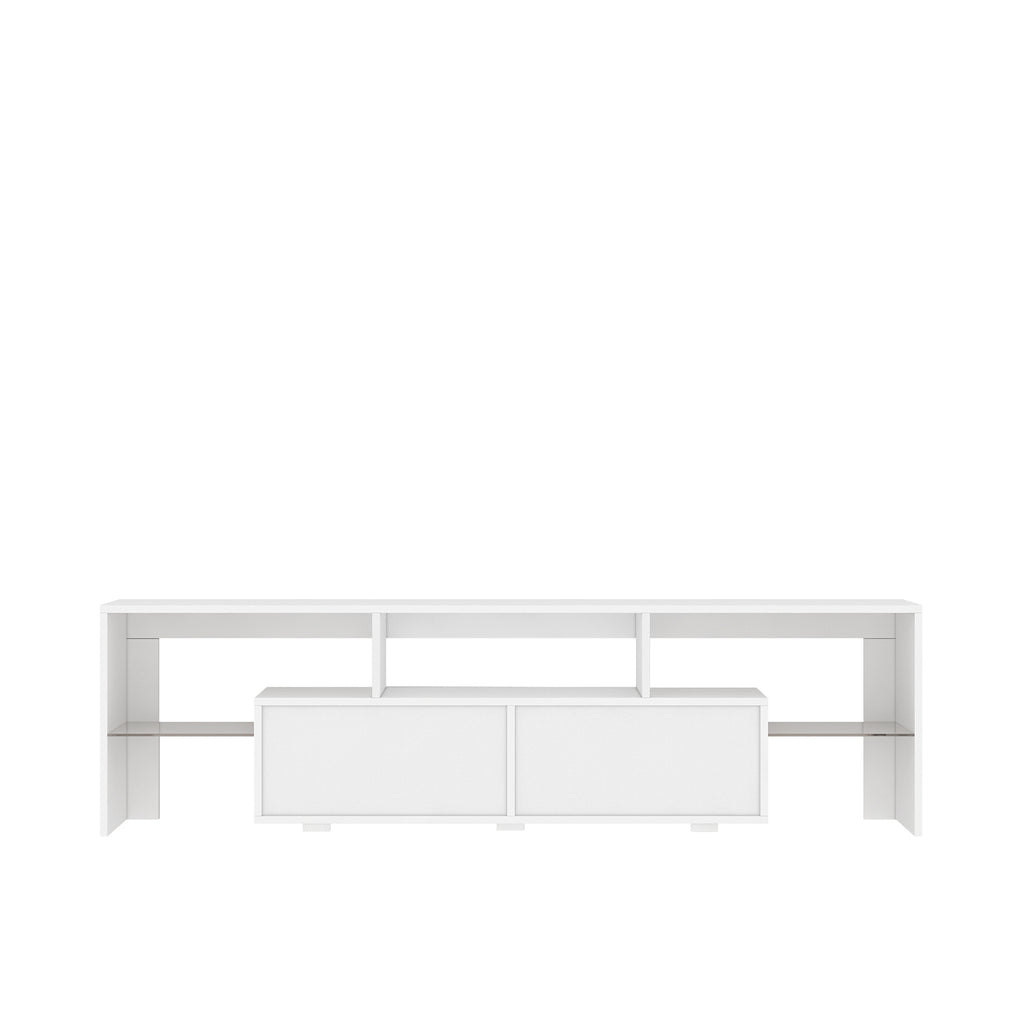 Leoglint High gloss TV Stand with LED Lights for TVs up to 65'', Modern TV Console with Storage Cabinets for Living Room