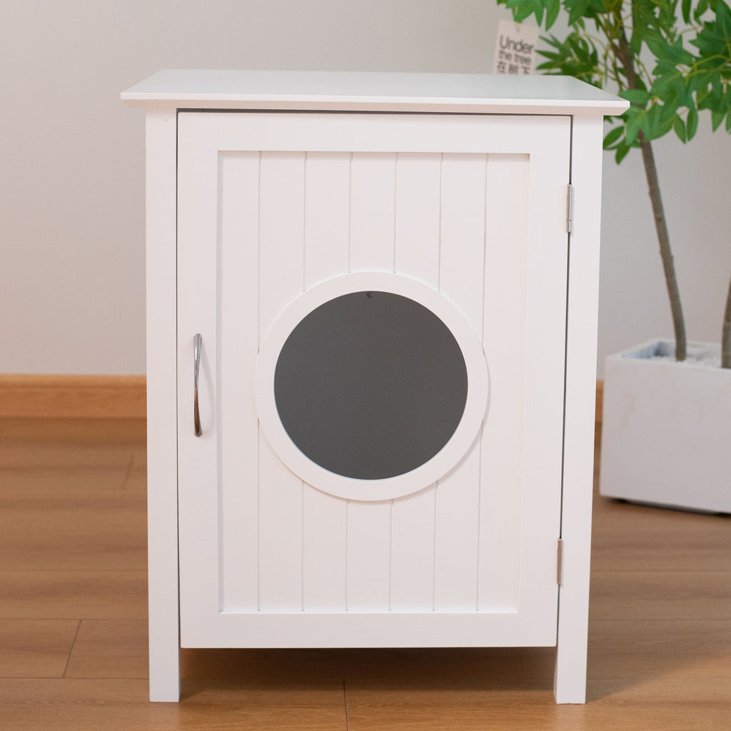 Leoglint clearance sale    Litter box shell, hidden litter box furniture cabinet, indoor cat room side table, large pet box bedside table, litter box toilet, indoor kennel (white)