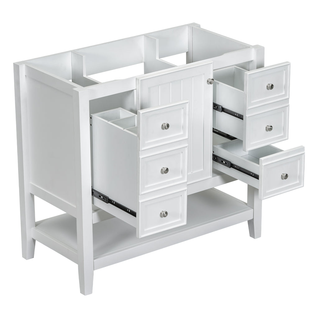 Leoglint 36" Bathroom Vanity without Sink, Cabinet Base Only, One Cabinet and three Drawers, White