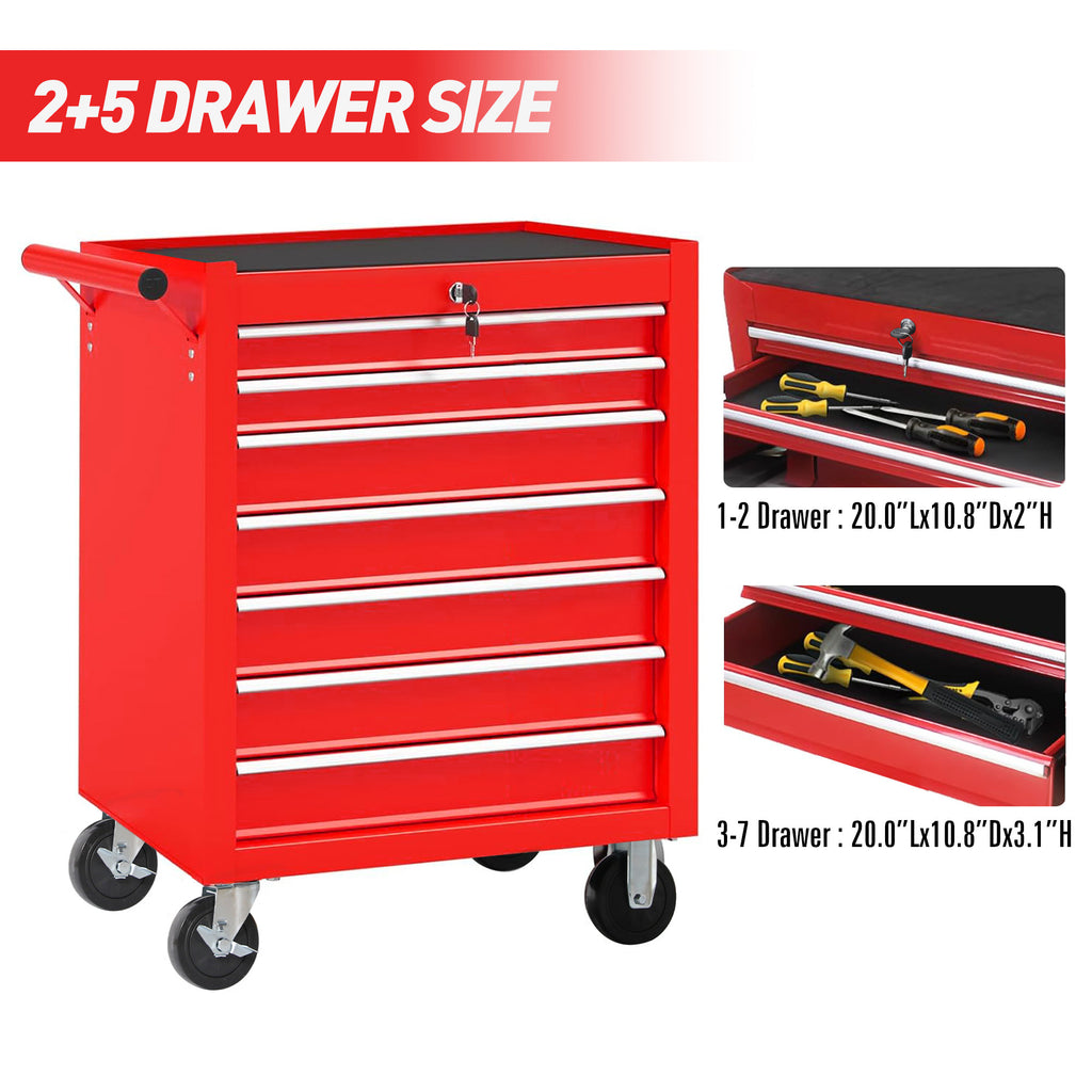 Leoglint Garden cart Rolling Tool Chest with 7-Drawer Tool Box with Wheels Multifunctional Tool Cart Mechanic Tool Storage Cabinet for Garage, Warehouse, Workshop, Repair Shop