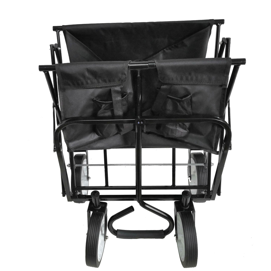 Leoglint Garden cart Folding Wagon Garden Shopping Beach Cart (Black)