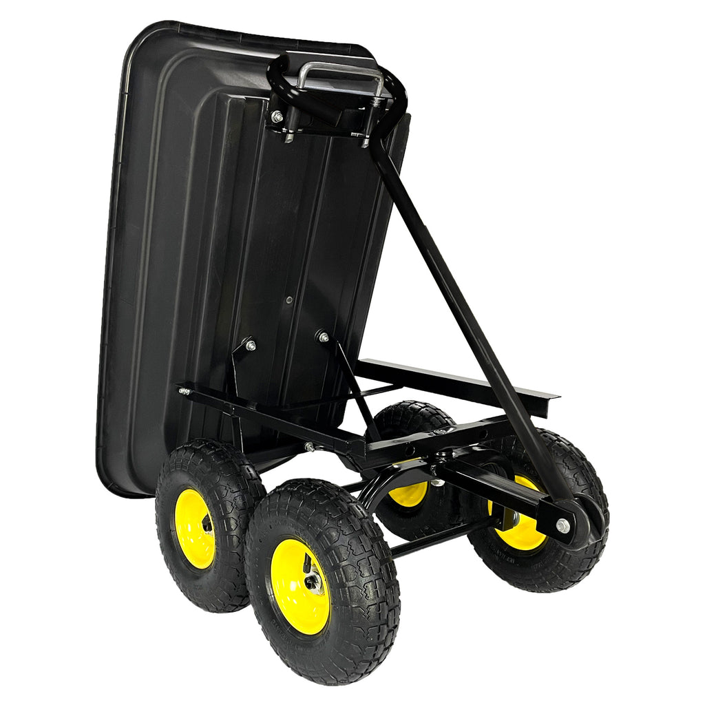 Leoglint Garden cart Folding car Poly Garden dump truck with steel frame, 10 inches. Pneumatic tire, 300 lb capacity body 75L